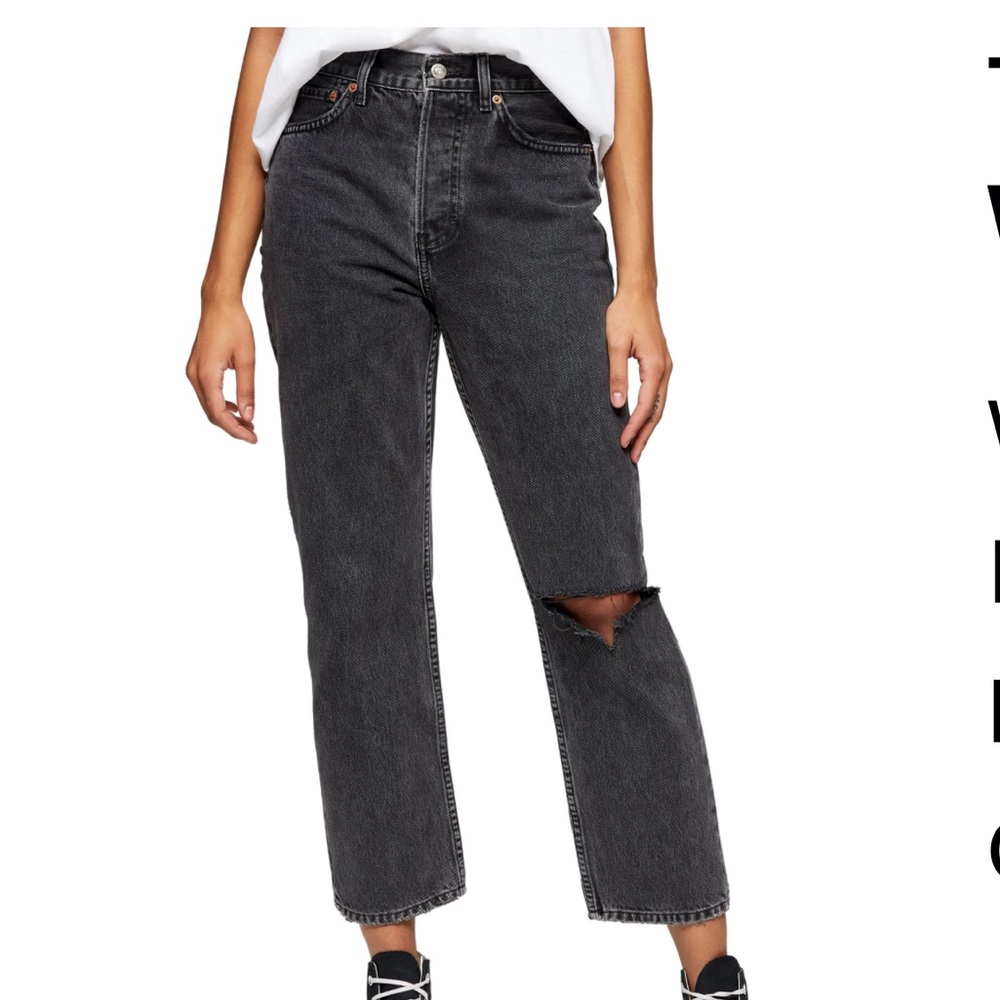 Topshop Chicago Ripped Knee High Waist Dad Jeans